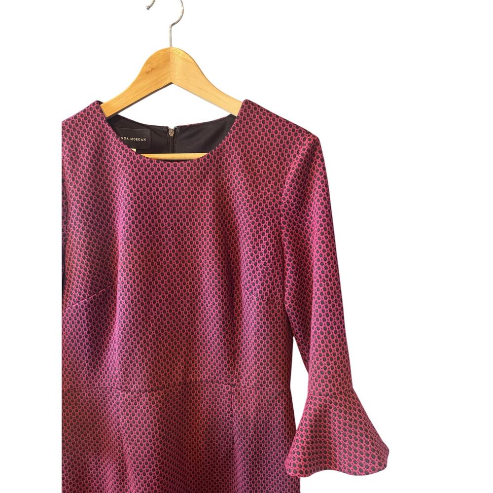 NWT Donna Morgan | Burgundy + Black Sheath Dress w/ Bell Sleeves | Size 10